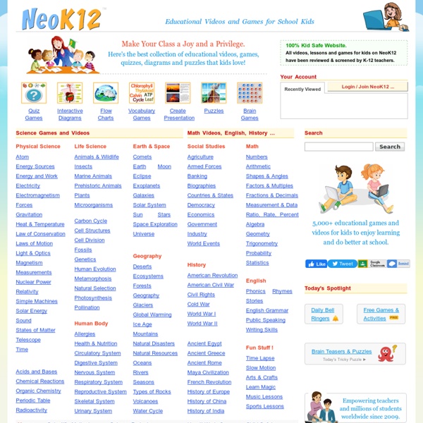 Educational Videos and Games for Kids about Science, Math, Social Studies and English