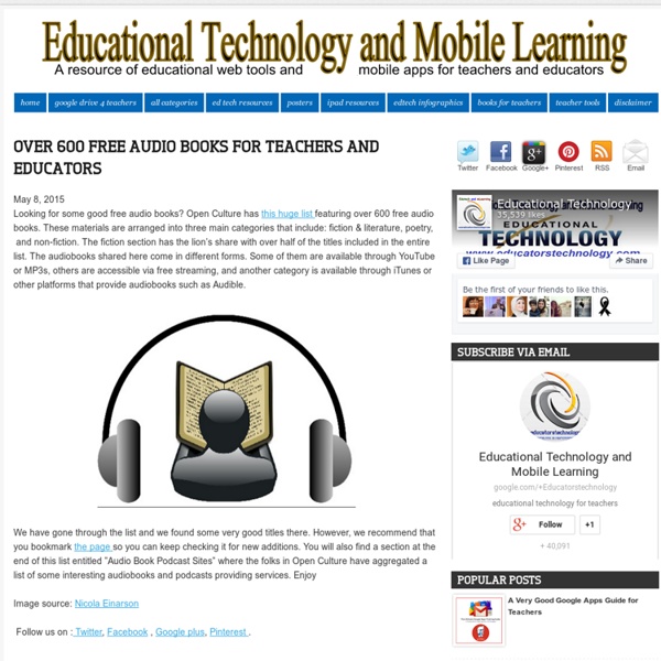 Over 600 Free Audio Books for Teachers and Educators