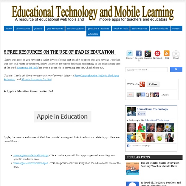 8 Free Resources on The Use of iPad in Education