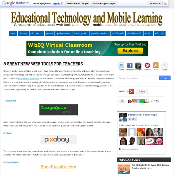 Educational Technology and Mobile Learning: 8 Great New Web Tools for Teachers