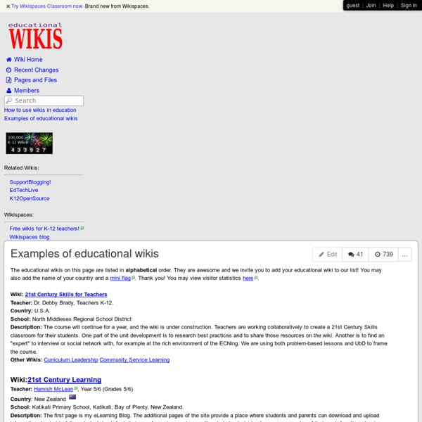 Educationalwikis - Examples of educational wikis