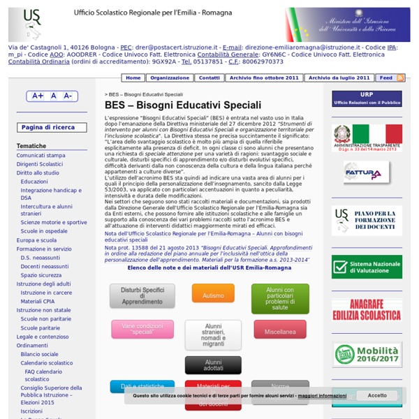 BES – Bisogni Educativi Speciali « MIUR Ufficio Scolastico Regionale per l'Emilia-Romagna
