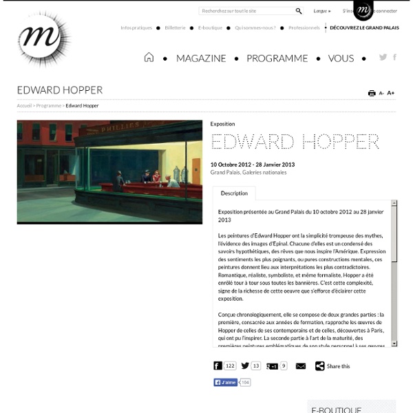 Exposition “Edward Hopper” : Grand Palais, Galeries nationales, à Paris [Rmngp]