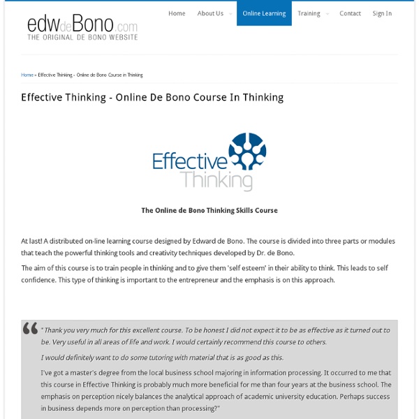 Effective Thinking Skills Course - The Edward de Bono online course in Thinking