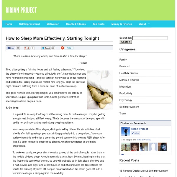 How to Sleep More Effectively, Starting Tonight at Personal Development with Ririan Project