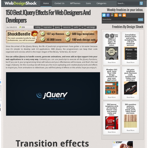 jQuery effects, 150+ best for web developers and designers