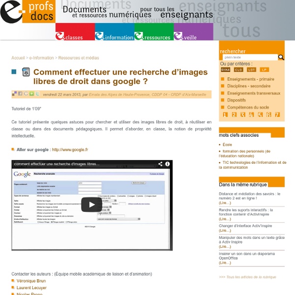 Comment effectuer une recherche d’images libres de droit dans google (...)