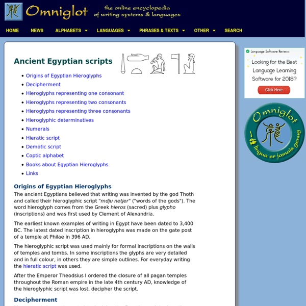 Ancient Egyptian scripts (hieroglyphs, hieratic and demotic)