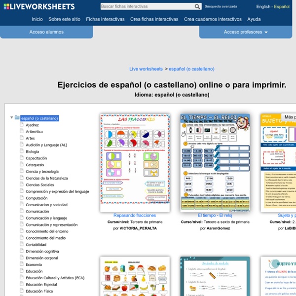 Español (o castellano) Fichas interactivas