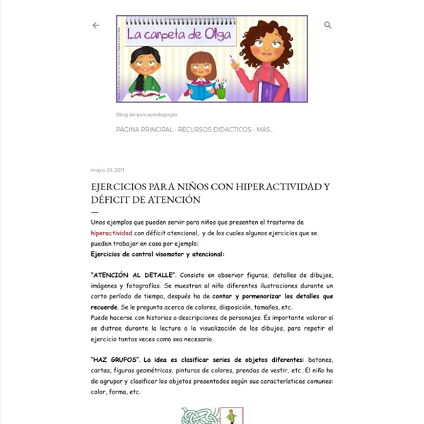La carpeta de Olga: Ejercicios para niños con hiperactividad y déficit de atención