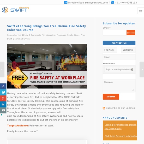 Swift eLearning Brings You Free Online Fire Safety Induction Course