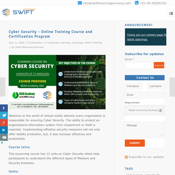 Cyber Security eLearning Courses - Certification Program