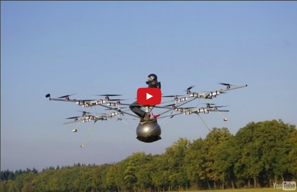 World's first manned flight with an electric multicopter
