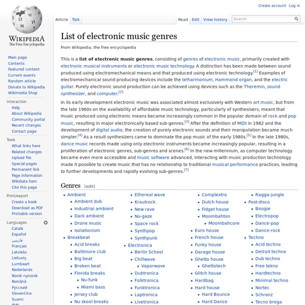 List Of Electronic Music Genres Pearltrees