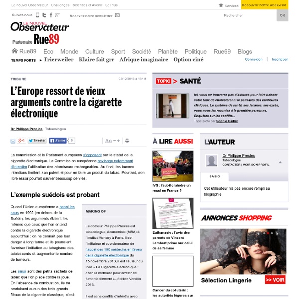 L’Europe ressort de vieux arguments contre la cigarette électronique