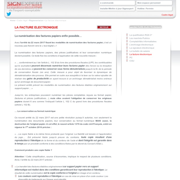 La facture électronique / Règlementation / Cadre légal / Homepage - SignExpert