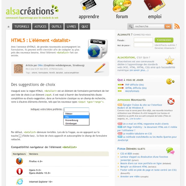 HTML5 : L'élément <datalist>