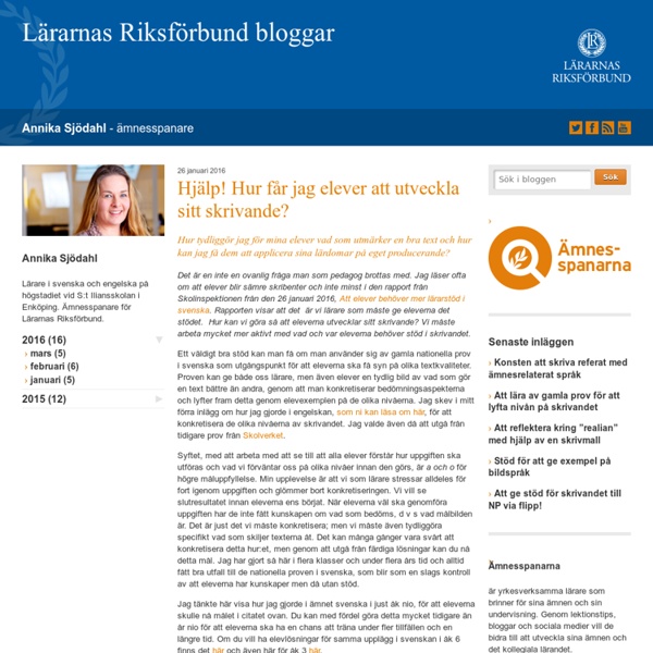 Hjälp! Hur får jag elever att utveckla sitt skrivande? - Annika Sjödahl