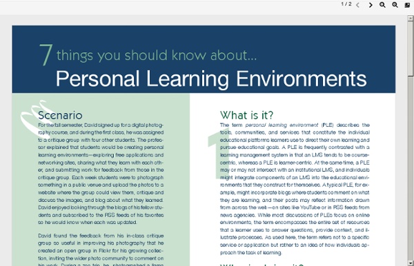 Seven Things You Should Know About Personal Learning Environments