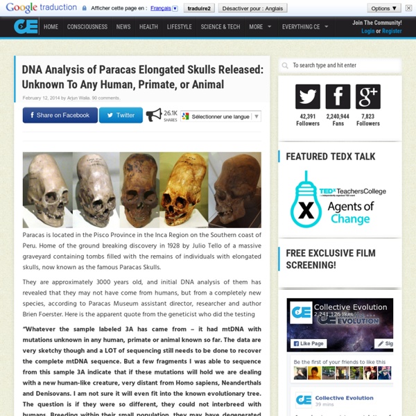 DNA Analysis of Paracas Elongated Skulls Released: Unknown To Any Human, Primate, or Animal