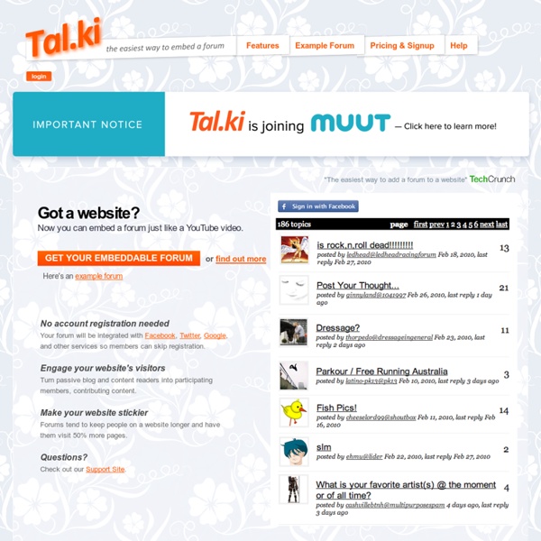 Tal.ki - The easiest way to embed a forum