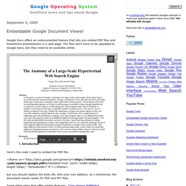 Embeddable Google Document Viewer