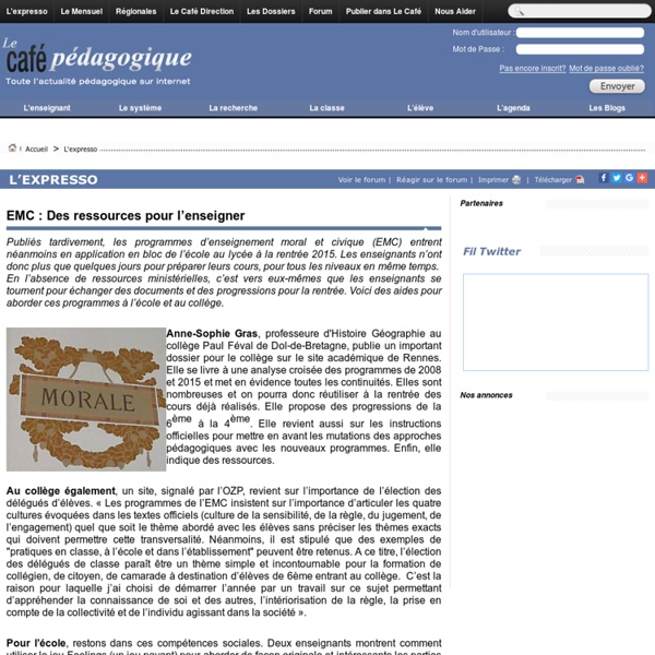 EMC : Des ressources pour l’enseigner | Pearltrees