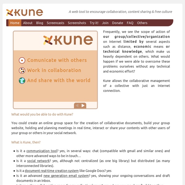 Kune: a web tool to encourage collaboration, content sharing and free culture