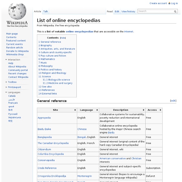 List of online encyclopedias