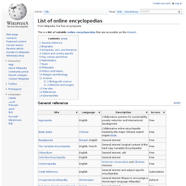 List of online encyclopedias Pearltrees