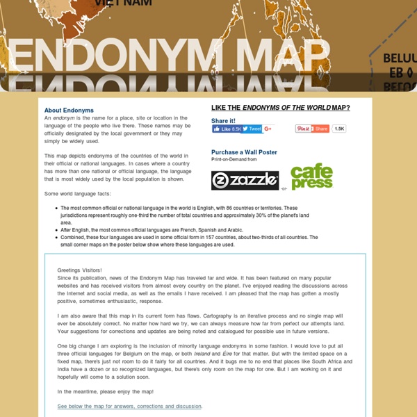 Endonym Map: World Map of Country Names in Their Local Languages