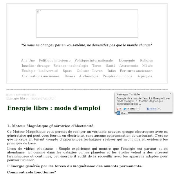 Energie libre : mode d’emploi