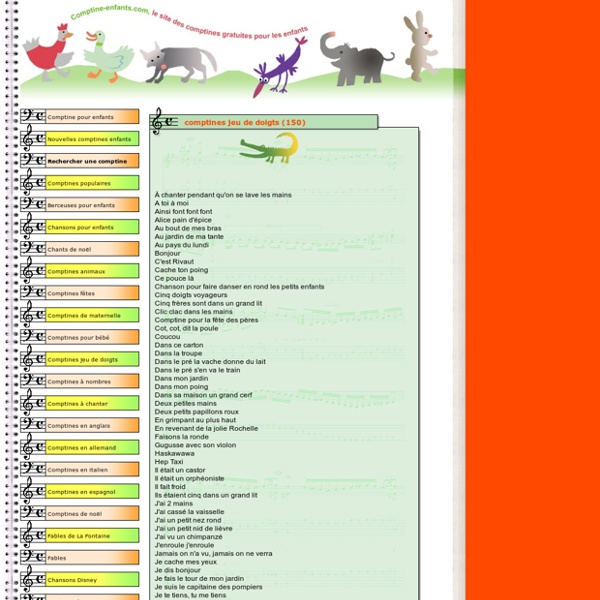 Comptines jeu de doigts - Comptine pour enfants - chansons enfantines, chansons traditionnelles, rimes, ballades, rondes, comptines étrangères, comptines jeu de doigts