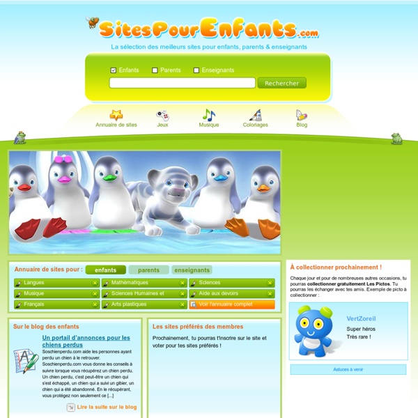 Sites Pour Enfants : annuaire de sites pour les enfants, parents et enseignants