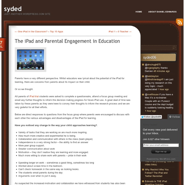 The iPad and Parental Engagement in Education