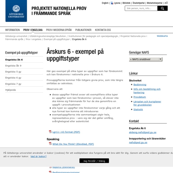 Engelska Ak 6 Nationella Prov I Frammande Sprak Goteborgs Universitet Pearltrees