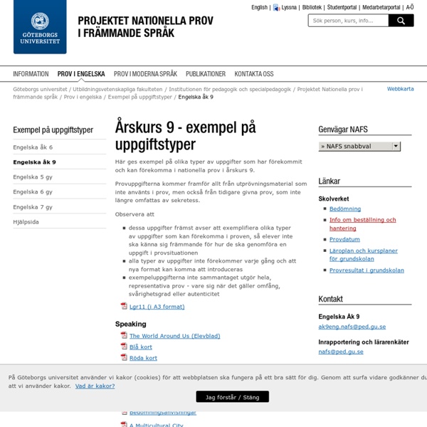 Engelska åk 9 - Nationella prov i främmande språk, Göteborgs universitet