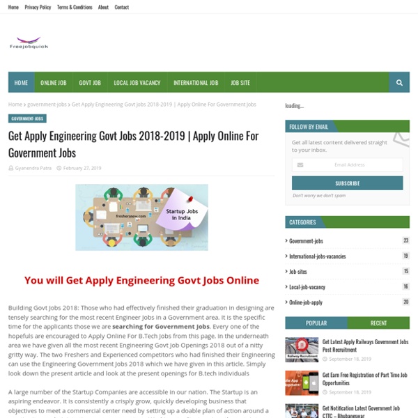 Get Apply Engineering Govt Jobs 2018-2019