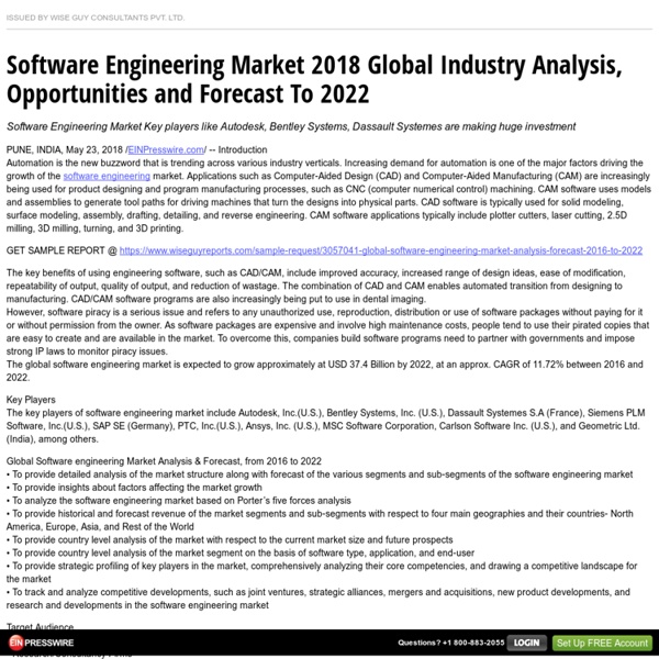Software Engineering Market 2018 Global Industry Analysis, Opportunities and Forecast To 2022