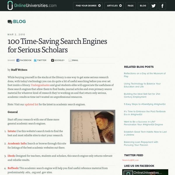 100 Time-Saving Search Engines for Serious Scholars