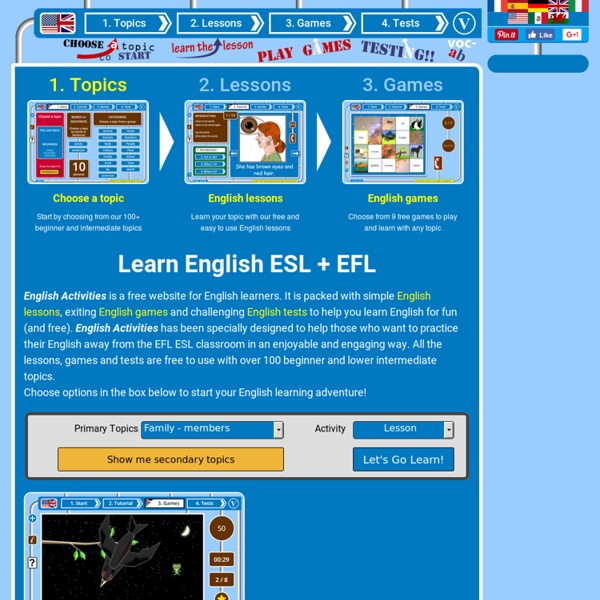 English Activities and games for ESL - Free English Activities for kids all with audio