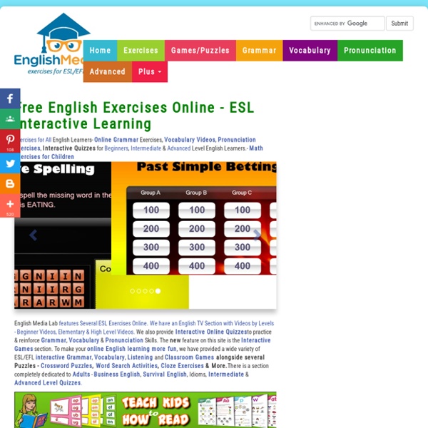 ESL, English Grammar Exercises, Video lessons,Quizzes, Vocabulary Exercises