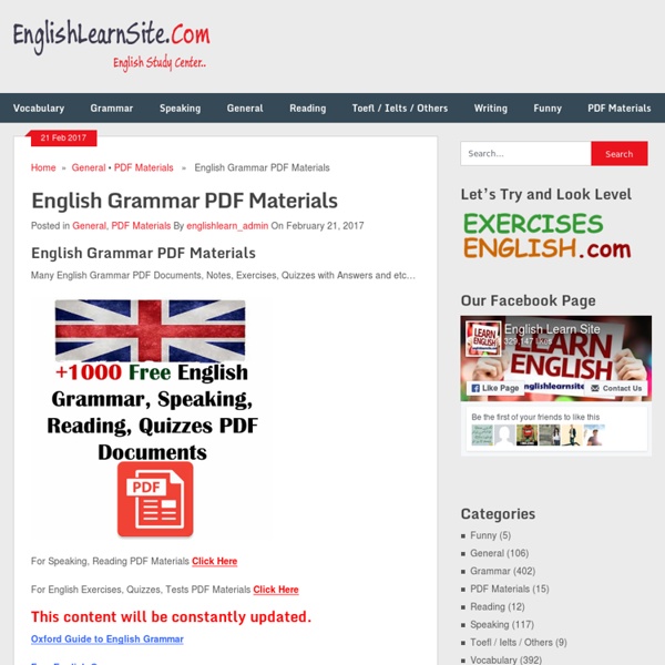 English Grammar PDF Materials –