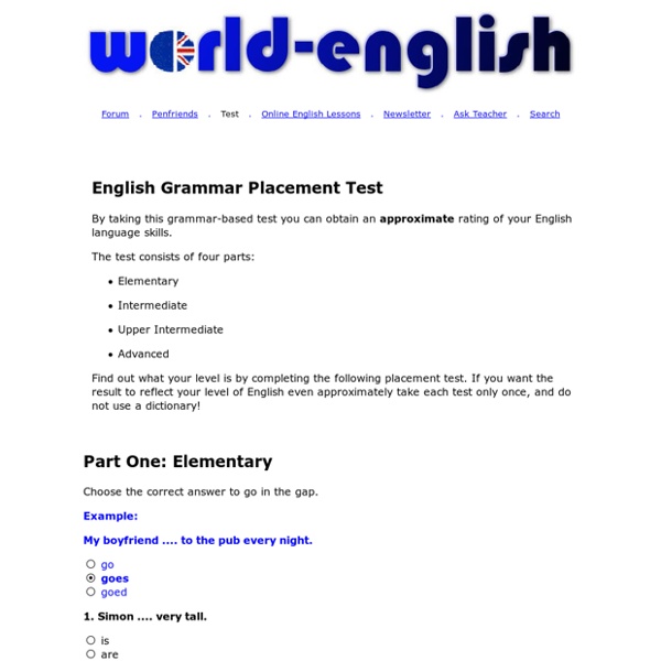 English Grammar Placement Test