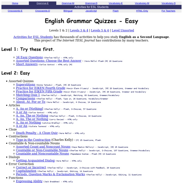 English Grammar Quizzes - Easy (ESL, EFL)