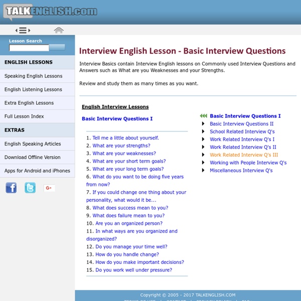 ESL English Lesson using Basic Interview Questions