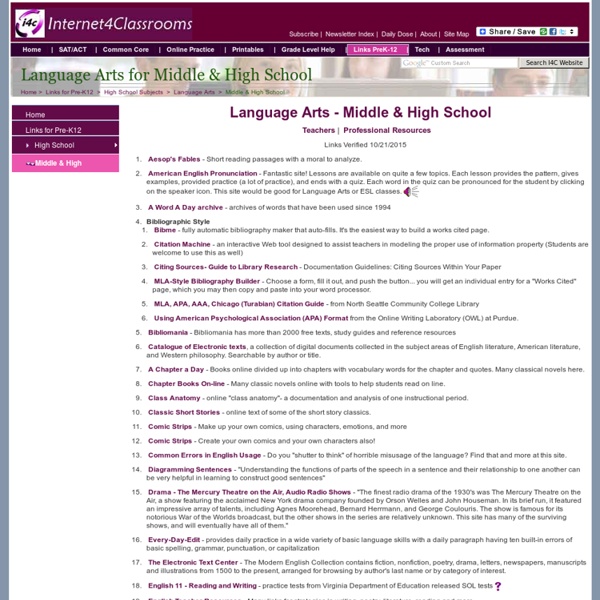 English/Language Arts classes in Middle School and High School