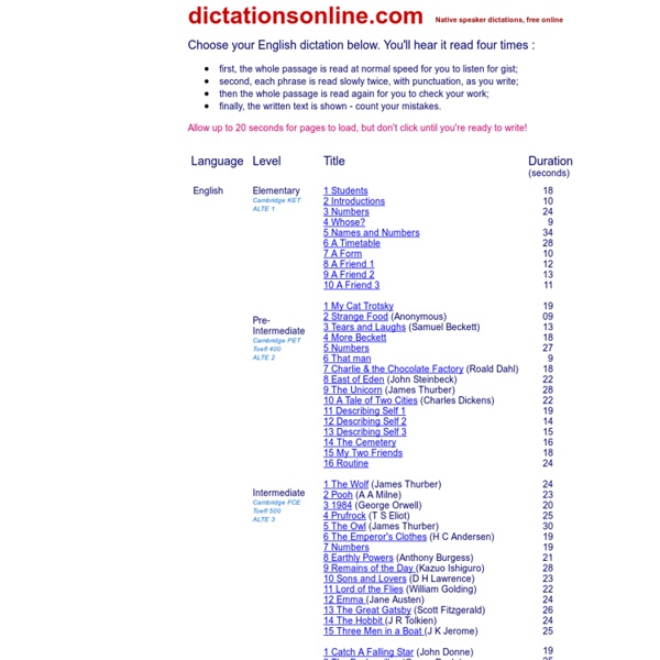 Graded English language dictations free online
