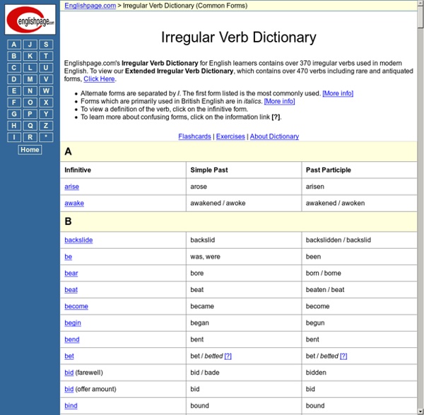 ENGLISH PAGE - Irregular Verb Page