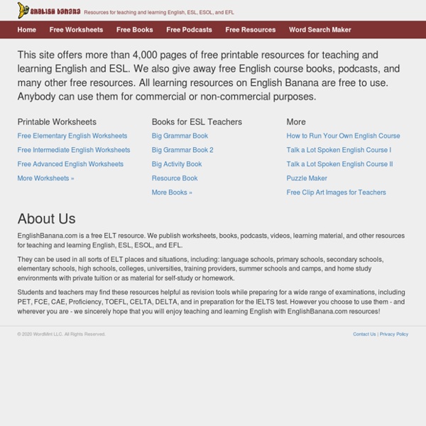 English Banana — Teacher Resources for English, ESL, ESOL, EFL, TOEFL